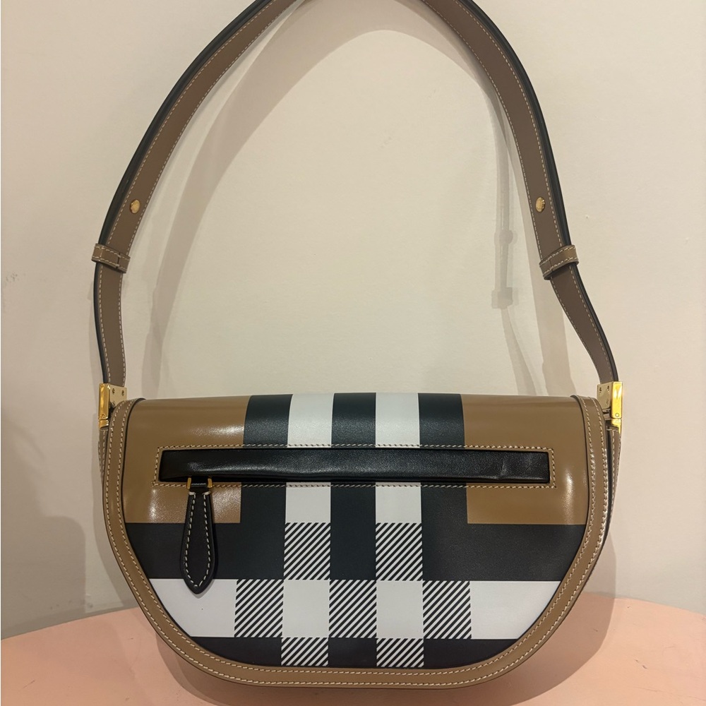 Burberry Black and White Checkered Shoulder Bag